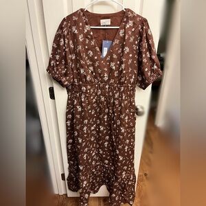 Universal Thread Brown Floral Midi Dress